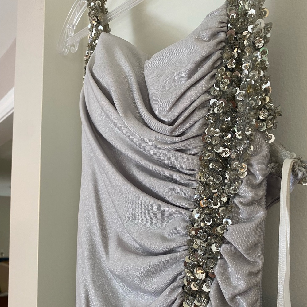 BEADED SILVER GOWN!